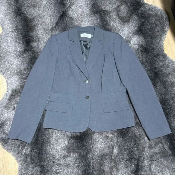 Calvin Klein Women 10P Gray Rayon Blend Blazer Career Office Rayon Blend - Picture 11 of 11